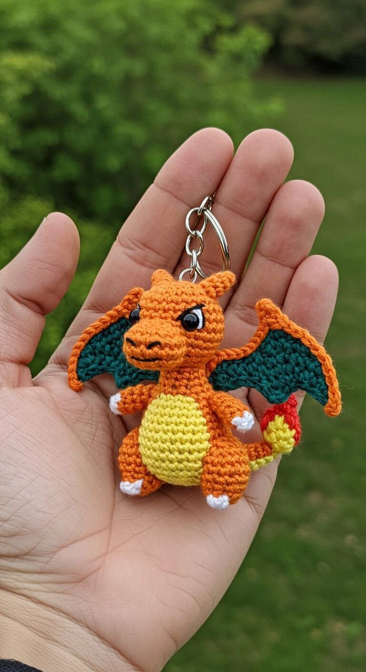 Crochet Charizard Character Keychain