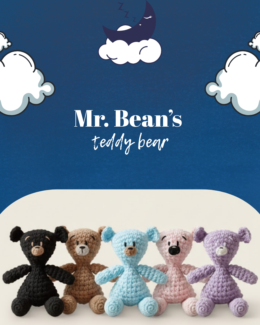Mr Bean Design Crochet Teddy Bear Toy