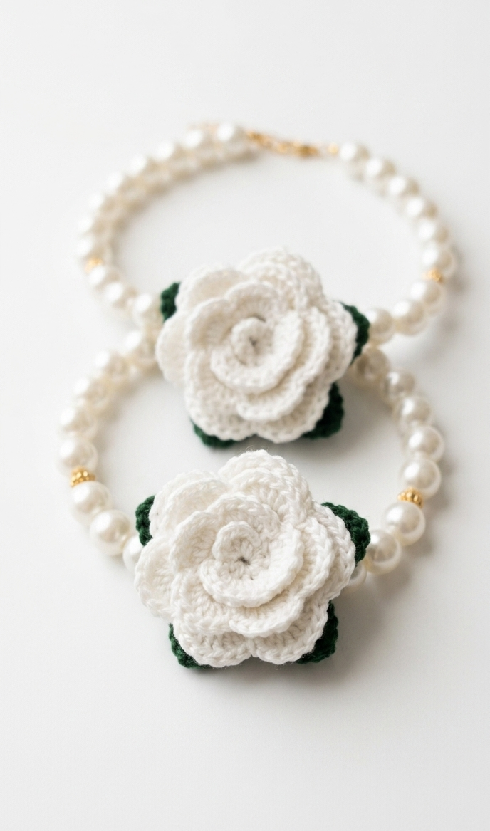 Crochet Flower Pearl Design Gajras / bracelets