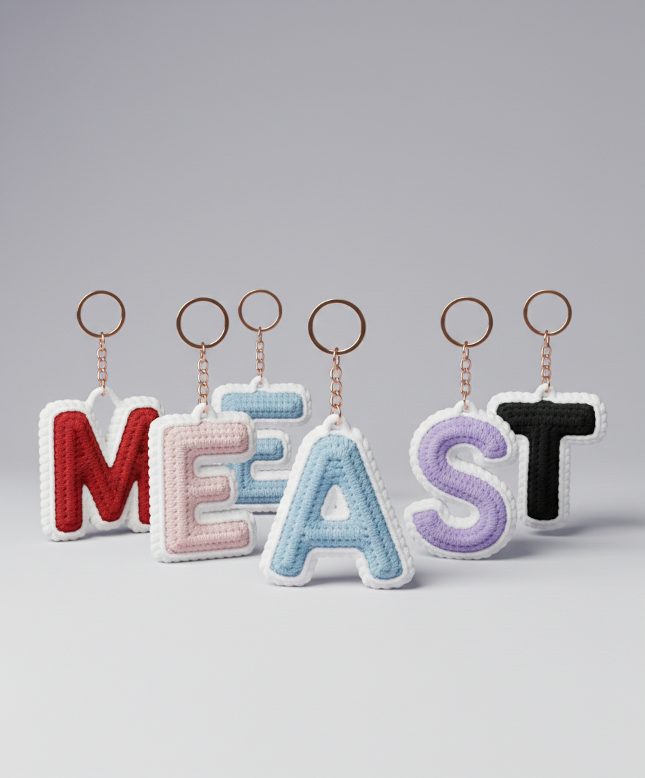 Personalized Name Initial Design Crochet Keychains and Bagcharms