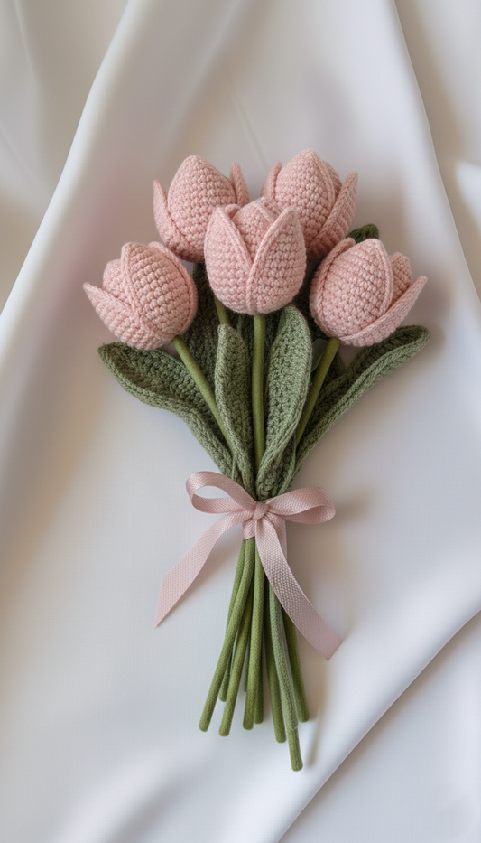 Crochet Tulip Flowers and Bouquets