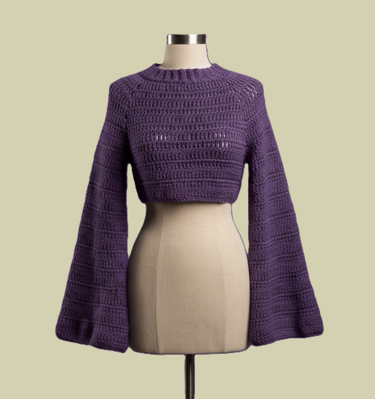 Bell Sleeve Crochet Top Sweater