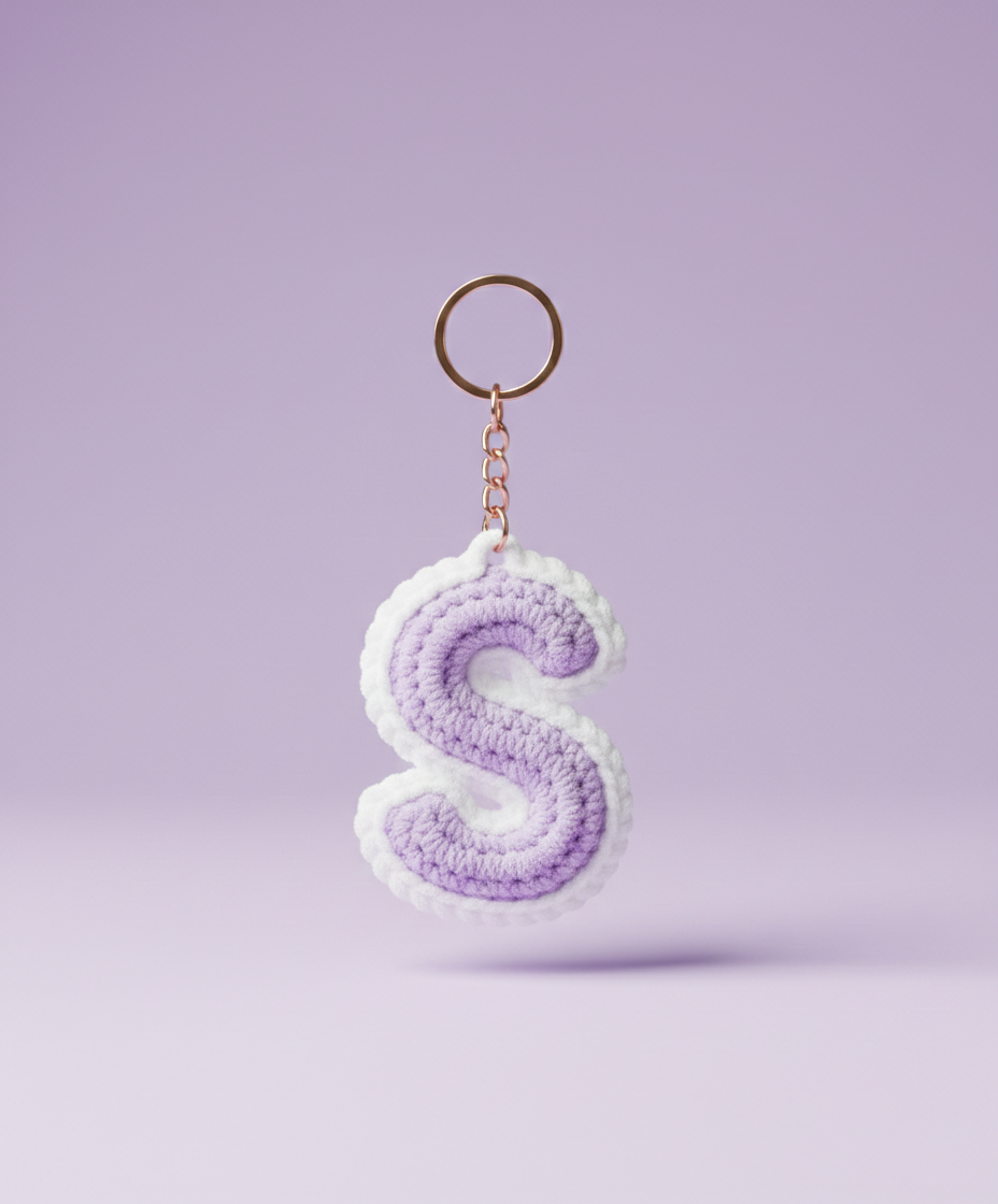 Personalized Name Initial Design Crochet Keychains and Bagcharms