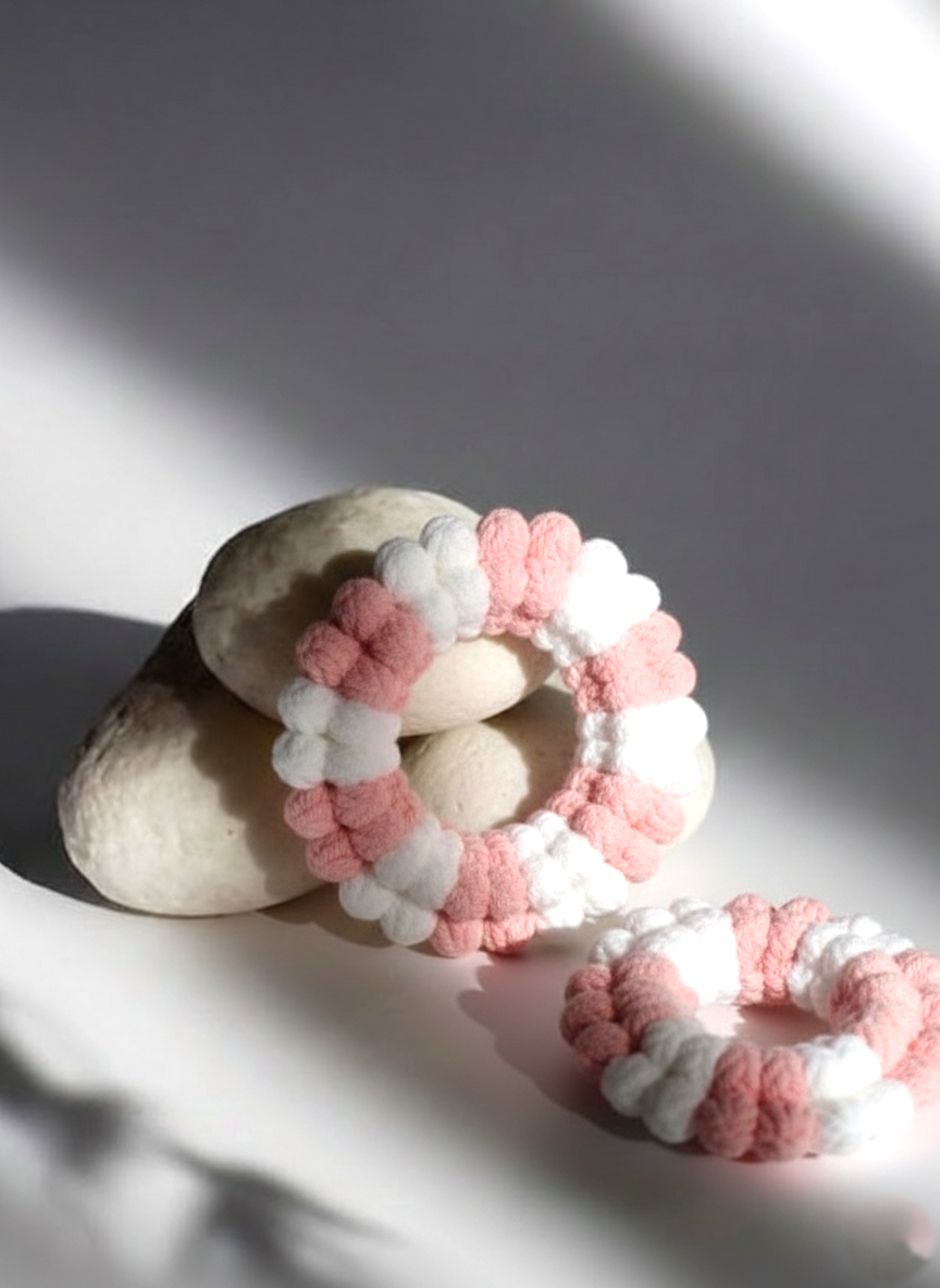 Pink and White Color Crochet Gajras | Two Color Crochet Gajras