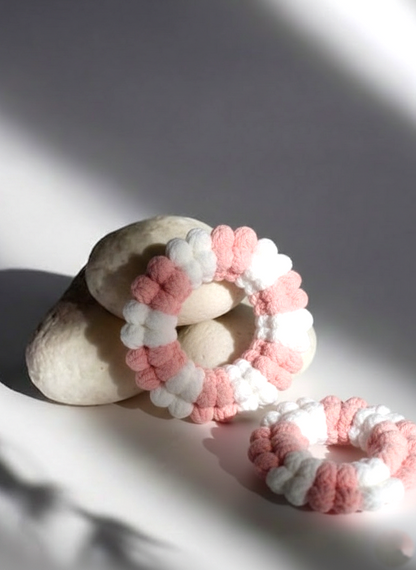 Pink and White Color Crochet Gajras | Two Color Crochet Gajras