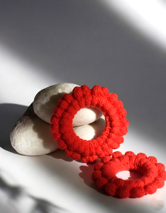 Red Color Crochet Gajras | One Color Crochet Gajras