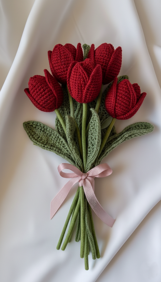 Crochet Tulip Flowers and Bouquets