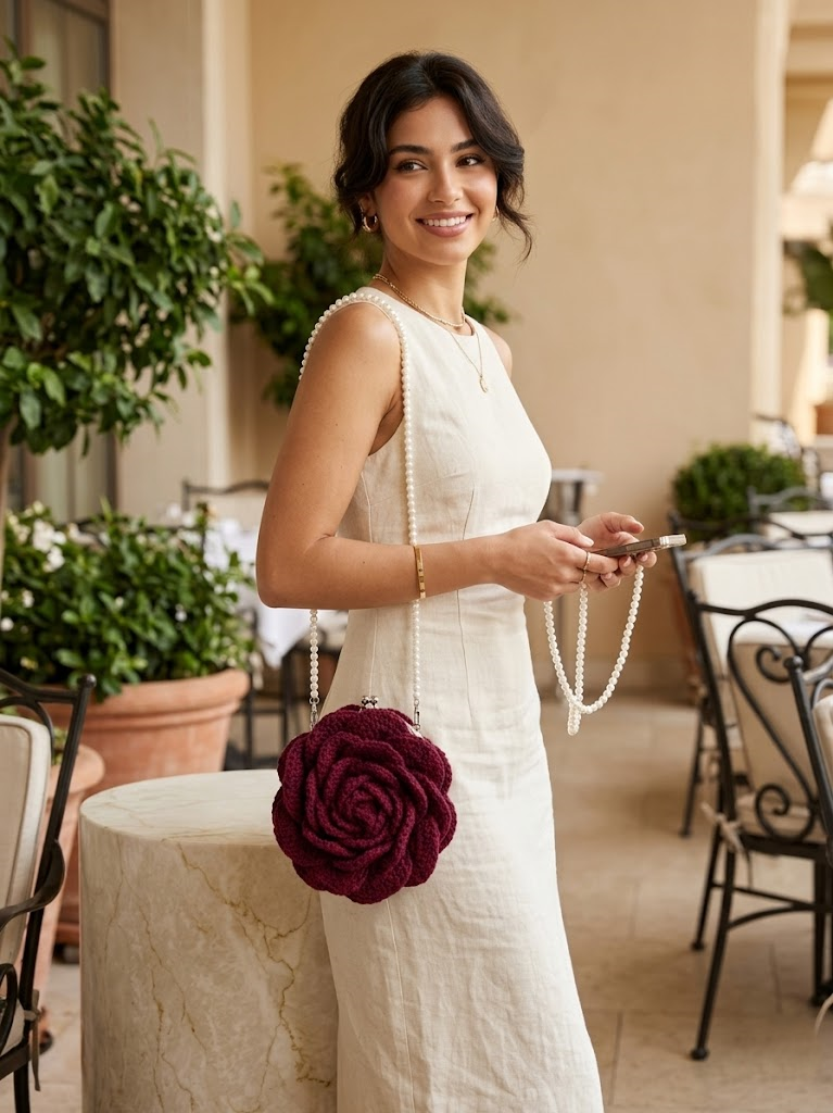 Crochet Rose Flower Design Bags