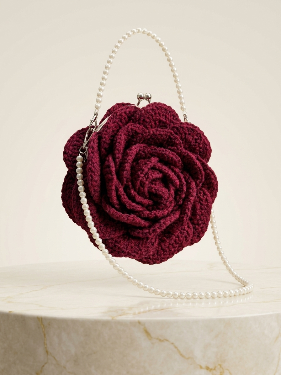 Crochet Rose Flower Design Bags