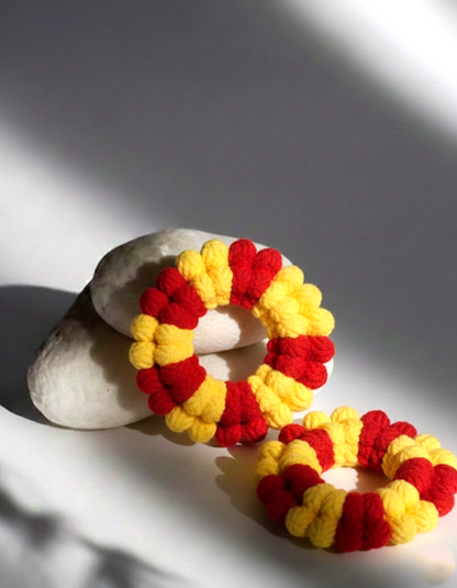 Red and Yellow Color Crochet Gajras | Two Color Crochet Gajras