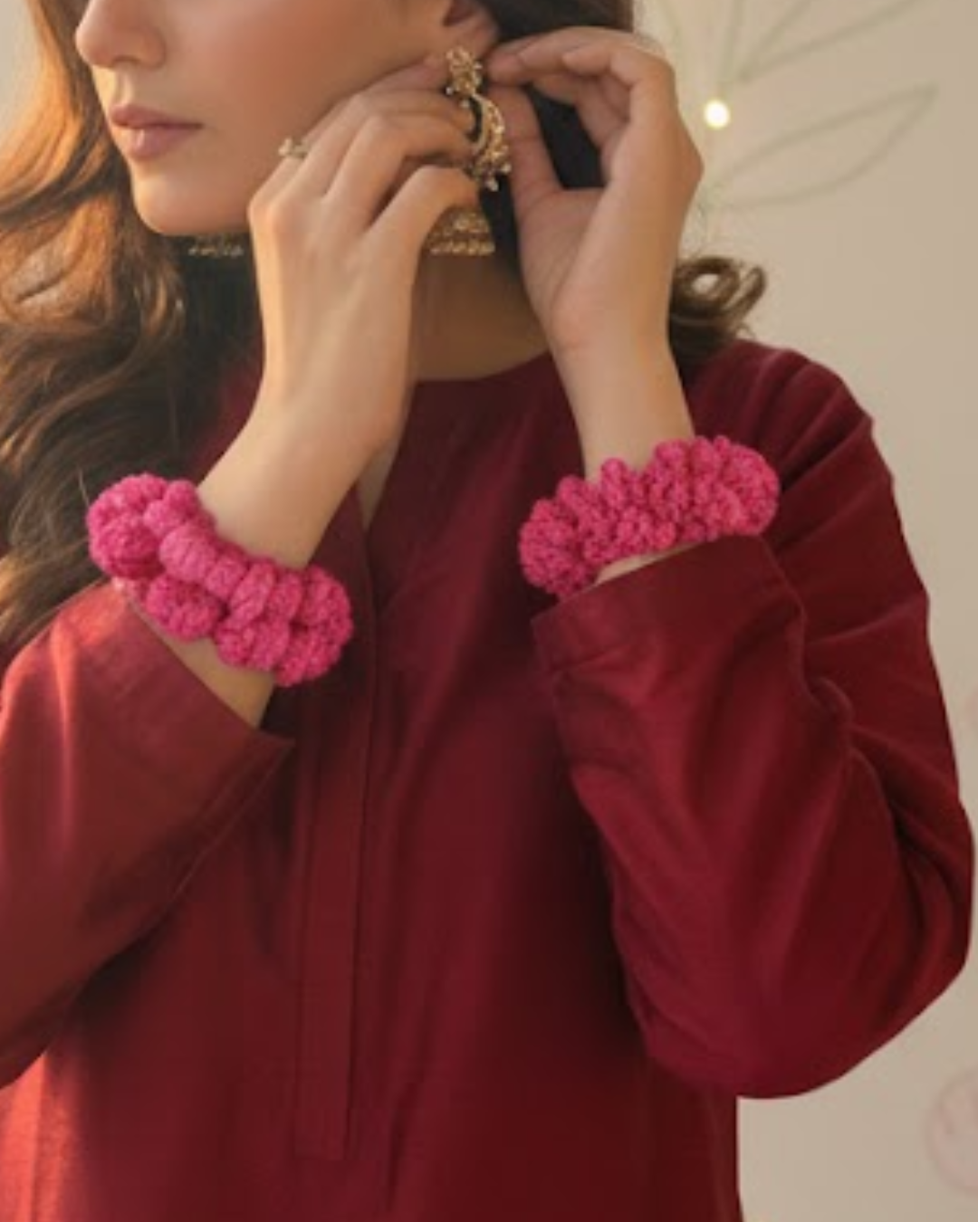 Pink Color Crochet Gajras | One Color Crochet Gajras